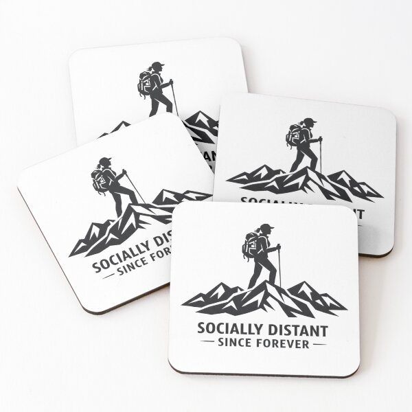Item preview, Socially Distant Since Forever – Geometric Female Hiker Badge designed and sold by GabeMountainArt.