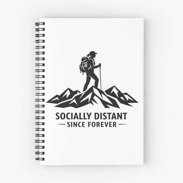 Item preview, Socially Distant Since Forever – Geometric Female Hiker Badge designed and sold by GabeMountainArt.
