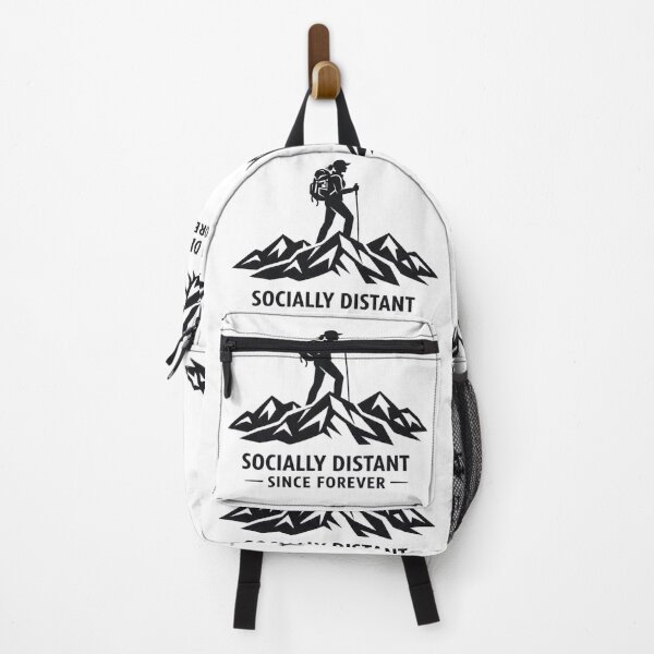 Item preview, Socially Distant Since Forever – Geometric Female Hiker Badge designed and sold by GabeMountainArt.