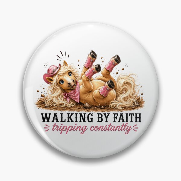 Item preview, Walking By Faith Tripping Constantly Horse - Funny Western Cowgirl Boots Christian Design  designed and sold by She Prays.