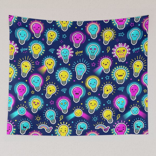 Item preview, Happy Glow Lightbulb Seamless Pattern designed and sold by SplashTastic.