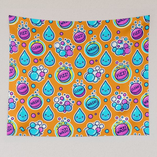 Item preview, Bath Bomb and Water Drop Seamless Pattern designed and sold by SplashTastic.