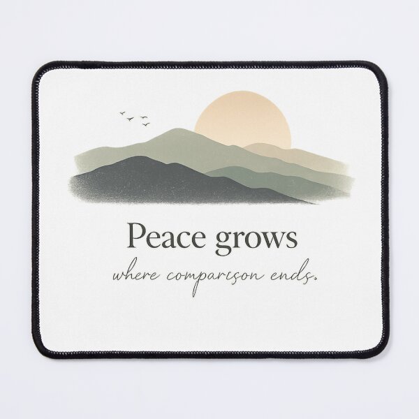 Item preview, Peace Grows Where Comparison Ends – Minimalist Mountain Sunset Aesthetic Typography PNG designed and sold by Trendykunnu.
