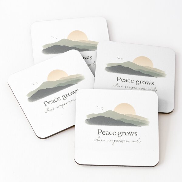 Item preview, Peace Grows Where Comparison Ends – Minimalist Mountain Sunset Aesthetic Typography PNG designed and sold by Trendykunnu.
