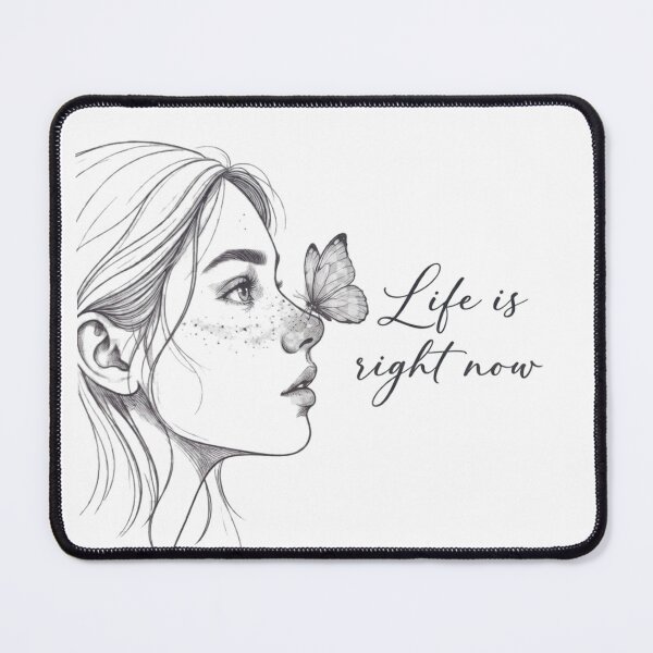 Item preview, Life is Right Now Fine Line Art Print with Freckle Girl and Butterfly designed and sold by Nakrisa.