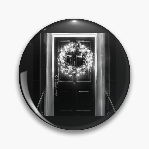 Item preview, Christmas Wreath on Front Door Black and White designed and sold by inkoutninja.