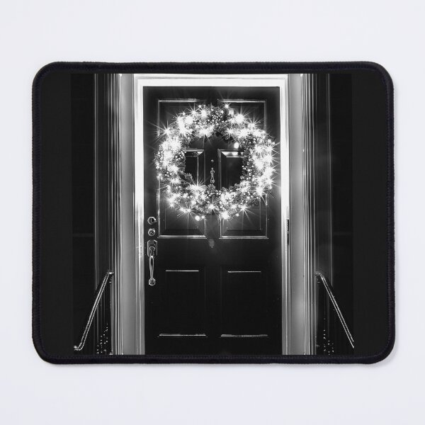 Item preview, Christmas Wreath on Front Door Black and White designed and sold by inkoutninja.