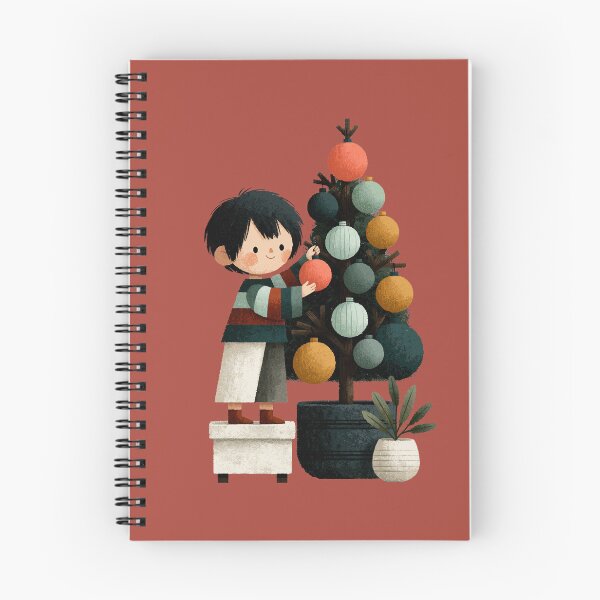 Item preview, Cute Boy Decorating Christmas Tree Illustration designed and sold by colorful-white.