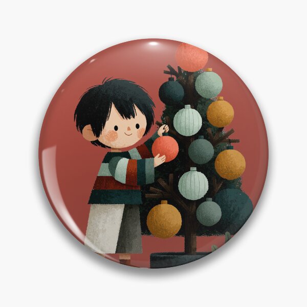 Item preview, Cute Boy Decorating Christmas Tree Illustration designed and sold by colorful-white.