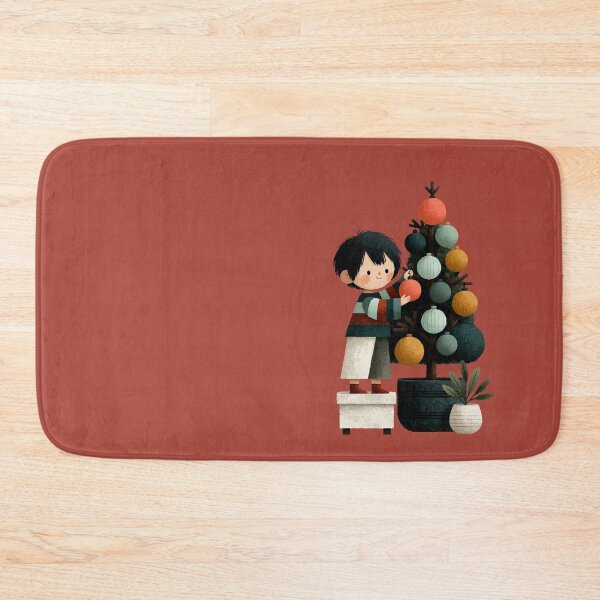 Item preview, Cute Boy Decorating Christmas Tree Illustration designed and sold by colorful-white.