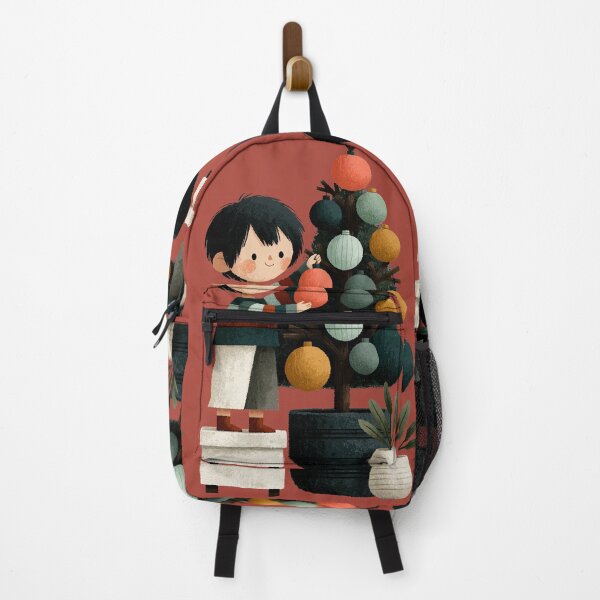 Item preview, Cute Boy Decorating Christmas Tree Illustration designed and sold by colorful-white.