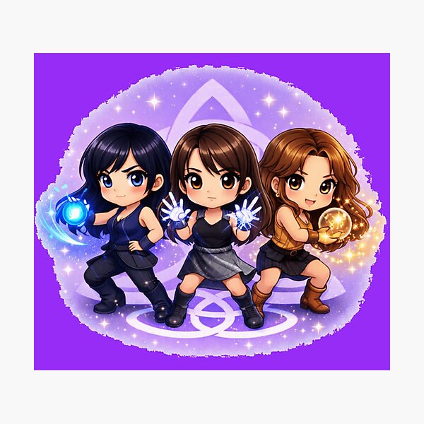Item preview,  Charmed chibi style, charmed characters fighting stance designed and sold by Wicca and mythical creatures .