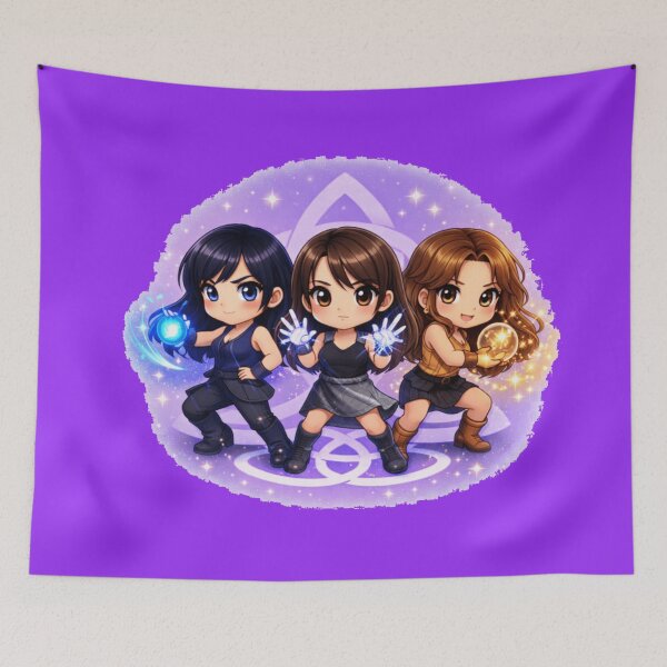 Item preview,  Charmed chibi style, charmed characters fighting stance designed and sold by Wicca and mythical creatures .