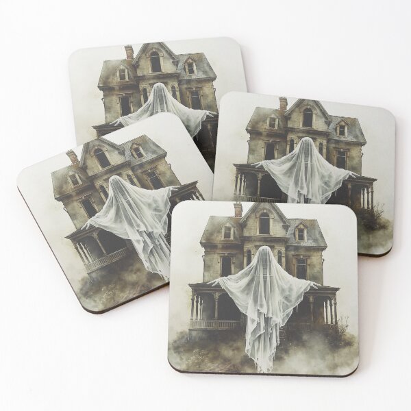 Item preview, White lady in front of haunted house designed and sold by Art70shop.