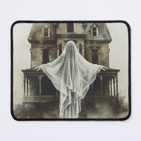 Item preview, White lady in front of haunted house designed and sold by Art70shop.