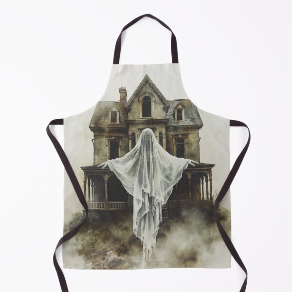 Item preview, White lady in front of haunted house designed and sold by Art70shop.