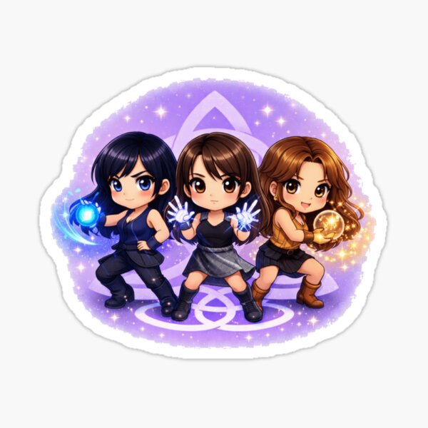 Item preview,  Charmed chibi style, charmed characters fighting stance designed and sold by Wicca and mythical creatures .
