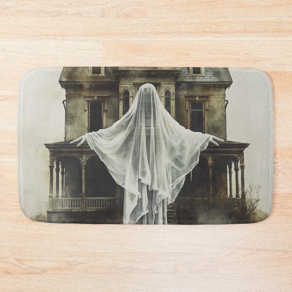 Item preview, White lady in front of haunted house designed and sold by Art70shop.