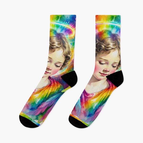 Item preview, Vibrant Rainbow Angel with Colorful Wings  designed and sold by Realproplyai.