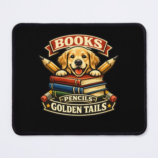 Item preview, Books Pencils Golden Tails – Cute Golden Retriever Teacher Back to School Design designed and sold by Sahil Randhawa.