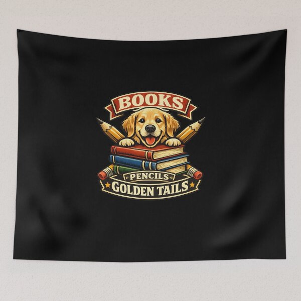 Item preview, Books Pencils Golden Tails – Cute Golden Retriever Teacher Back to School Design designed and sold by Sahil Randhawa.