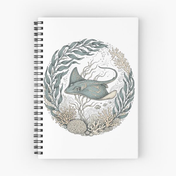 Item preview, Vintage Coastal Stingray and Kelp Forest Coral Reef Illustration designed and sold by Ortsas.