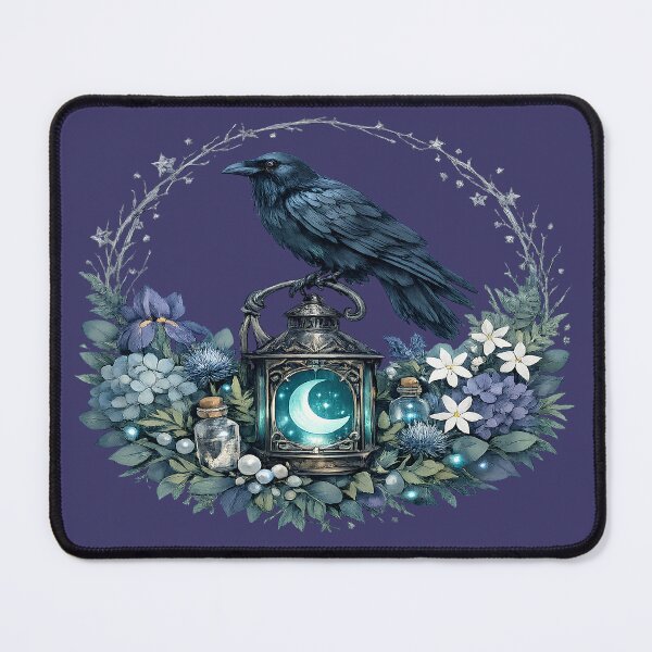 Item preview, Celestial Raven Crescent Moon Cottagecore Wreath designed and sold by SasmitaStudioCo.