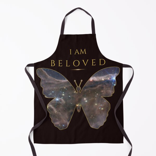 Item preview, I Am Beloved Cosmic Butterfly Christian Faith Loved By God Scripture Nebula Gold Halo Art Song of Solomon 2 16 designed and sold by KittenAndCo.