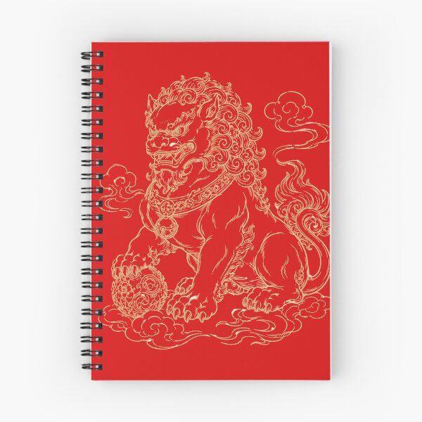Item preview, Chinese Guardian Lion Gold Line Art Foo Dog designed and sold by Soluna Studio.