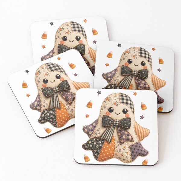 Item preview, Cute Patchwork Ghost | Farmhouse Halloween & Autumn Art designed and sold by DecoVibe.
