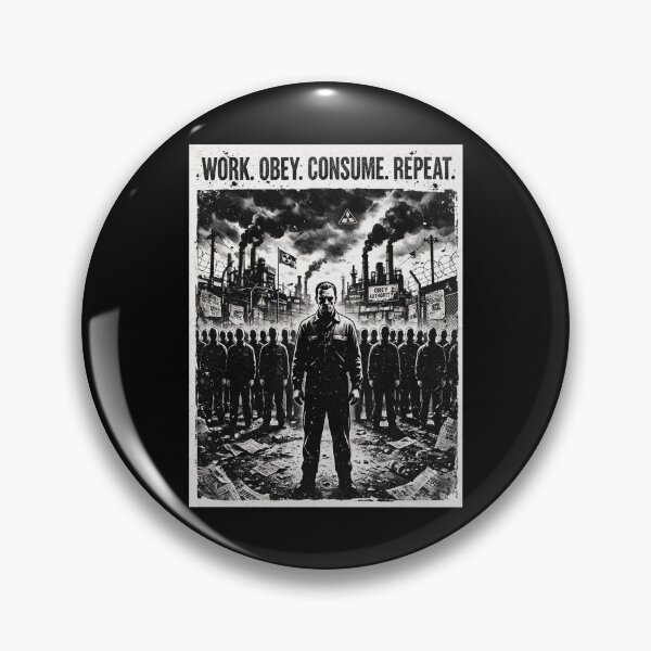 Item preview, WORK. OBEY. CONSUME. REPEAT – Dystopian Punk Propaganda Graphic designed and sold by Go Easy Apparel.