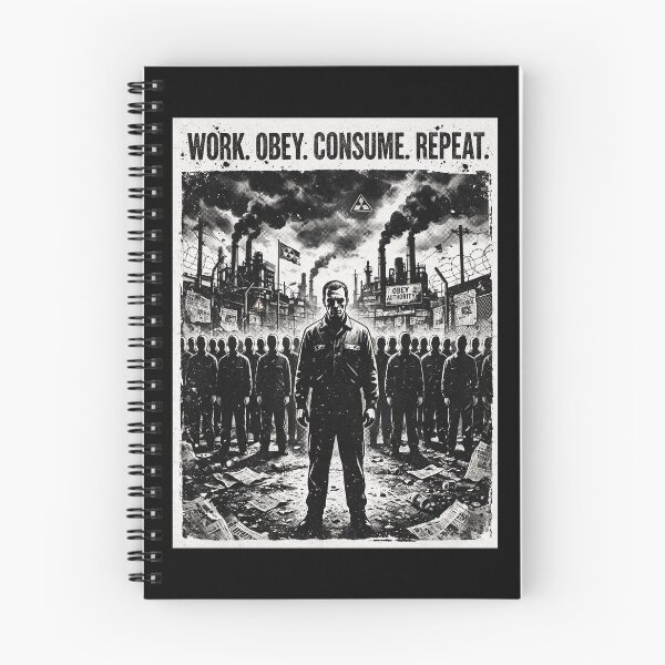 Item preview, WORK. OBEY. CONSUME. REPEAT – Dystopian Punk Propaganda Graphic designed and sold by Go Easy Apparel.