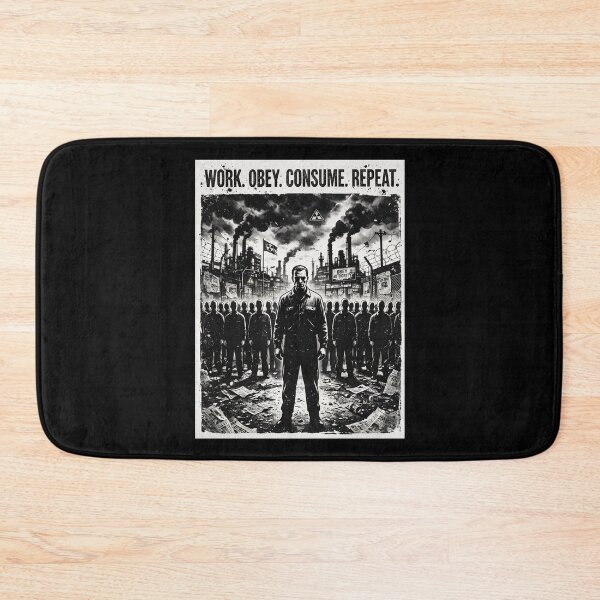 Item preview, WORK. OBEY. CONSUME. REPEAT – Dystopian Punk Propaganda Graphic designed and sold by Go Easy Apparel.