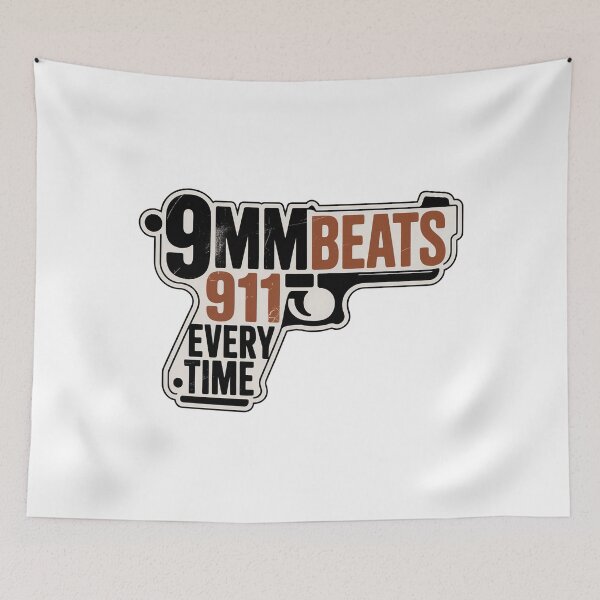 Item preview, 9mm Beats 911 Every Time designed and sold by graphic-genie.