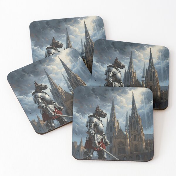 Item preview, Noble Doberman Knight in Gothic Cathedral Fantasy Medieval Warrior Art designed and sold by cr6zym1nd.