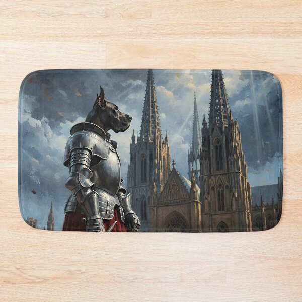 Item preview, Noble Doberman Knight in Gothic Cathedral Fantasy Medieval Warrior Art designed and sold by cr6zym1nd.