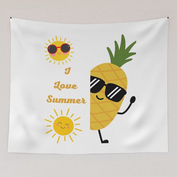 Item preview, Cute I Love Summer Design with Pineapple and Sun Wearing Sunglasses designed and sold by     Fatma Creates.