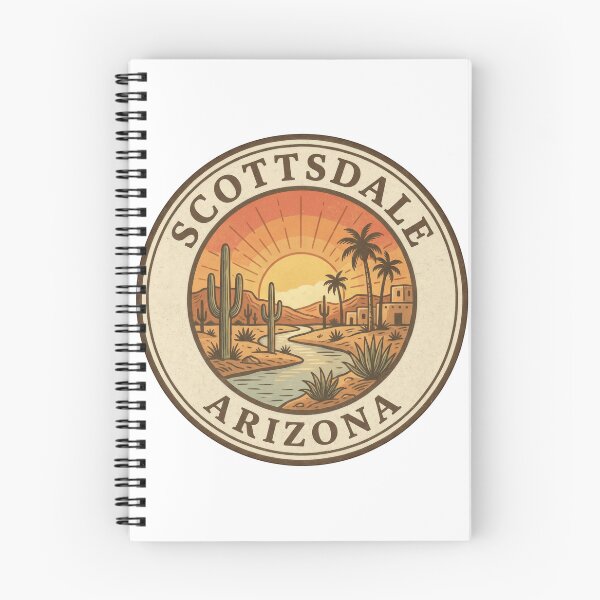 Item preview, Scottsdale Arizona Desert Sunset Vintage Badge designed and sold by CKaracaCrafted.