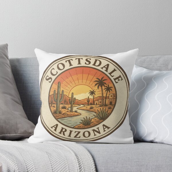 Item preview, Scottsdale Arizona Desert Sunset Vintage Badge designed and sold by CKaracaCrafted.