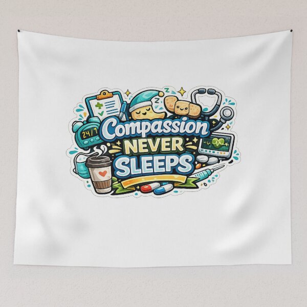 Item preview, Compassion Never Sleeps Healthcare Hero Doctor Nurse Medical Die-Cut designed and sold by MR4me.
