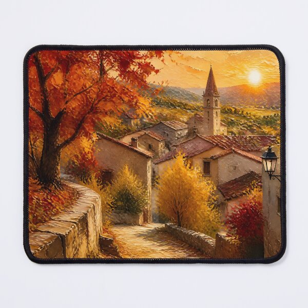 Item preview, European village street during an autumn sunset. designed and sold by Chi261.