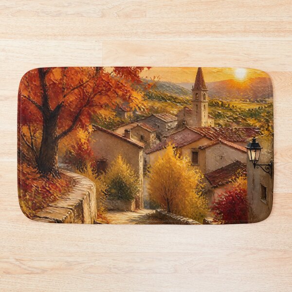 Item preview, European village street during an autumn sunset. designed and sold by Chi261.