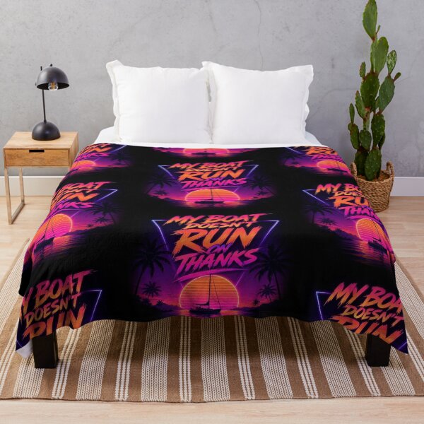 Item preview, My Boat Doesn’t Run On Thanks Retro 80s Synthwave Sailing Quote designed and sold by Abidel.