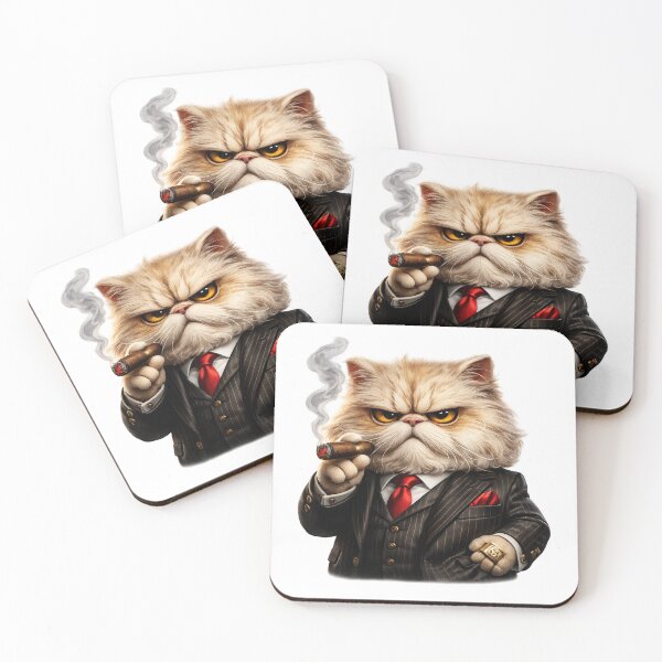 Item preview, Boss Cat Mafia – Cool Persian Cat Business Boss Cigar Design designed and sold by AlexLineArt.
