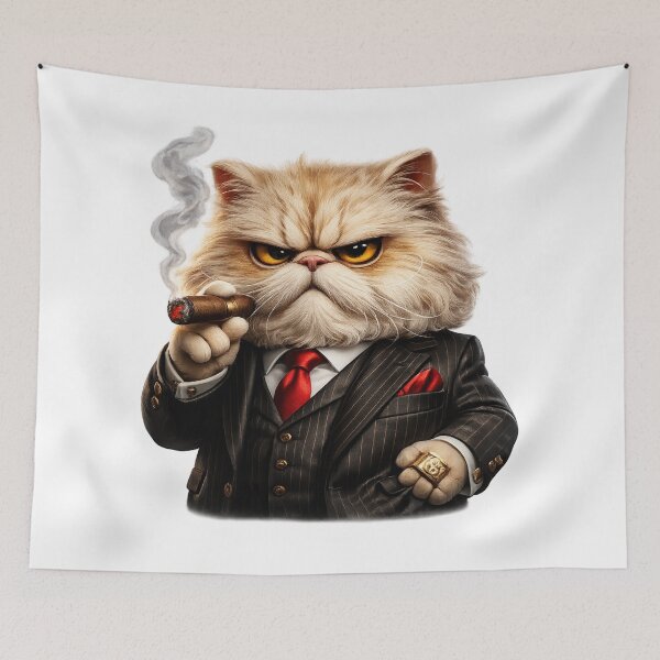 Item preview, Boss Cat Mafia – Cool Persian Cat Business Boss Cigar Design designed and sold by AlexLineArt.