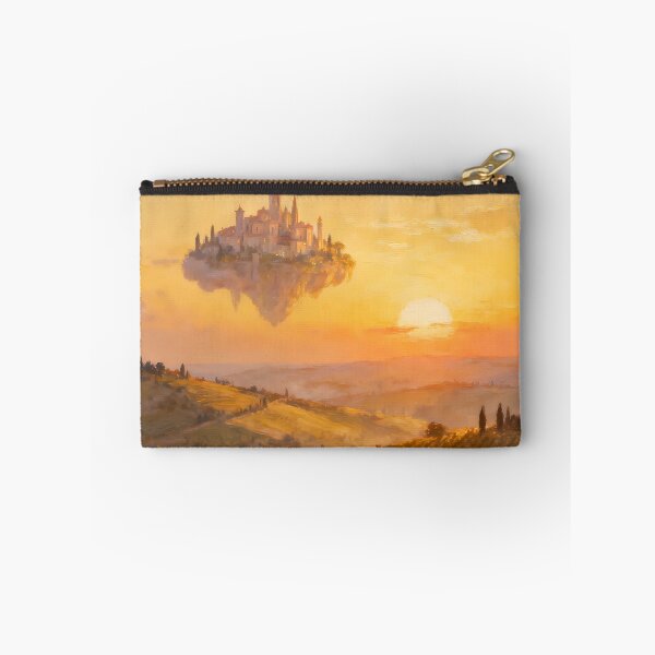 Item preview, Golden Vineyard Sunset with Floating Fantasy Castle Oil Painting designed and sold by Fantasy-Atelier.
