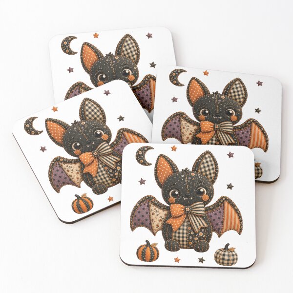 Item preview, Cute Patchwork Bat | Farmhouse Halloween & Autumn Art designed and sold by DecoVibe.