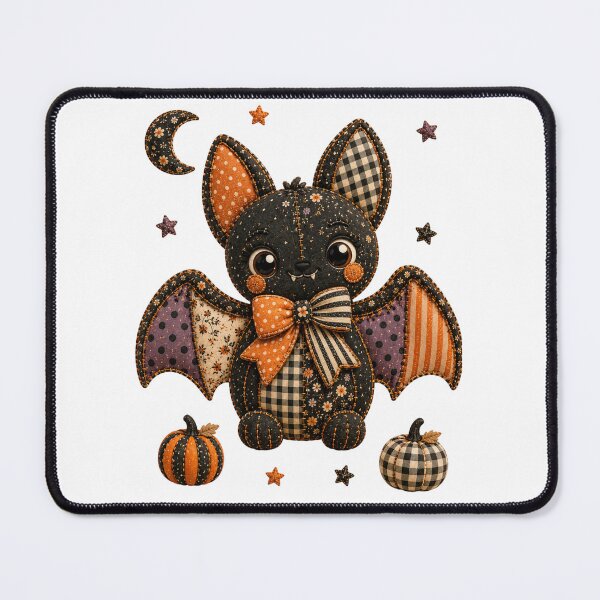 Item preview, Cute Patchwork Bat | Farmhouse Halloween & Autumn Art designed and sold by DecoVibe.
