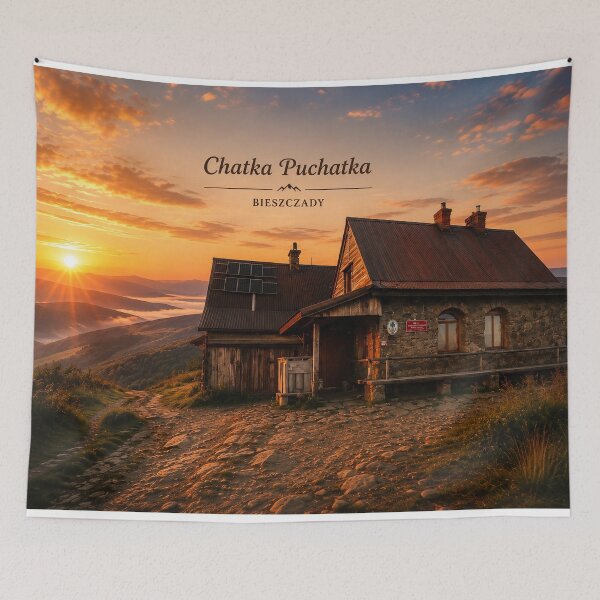 Item preview, Chatka Puchatka at Sunrise – Bieszczady designed and sold by JMDG Studio.