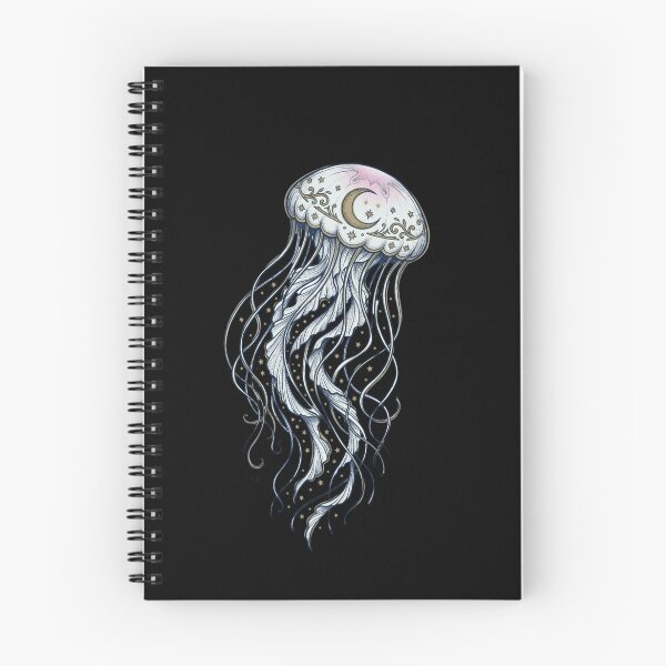 Item preview, Celestial Jellyfish with Crescent Moon and Stars Victorian Occult Style Midnight Blue Gold Illustration designed and sold by OnPointOutfits.